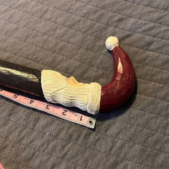 tobacco stick santa Vintage Hand-Carved Santa Walking Stick Cane Multicolor Holiday Decor